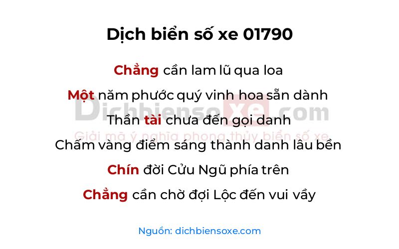 Dịch thơ biển số 01790