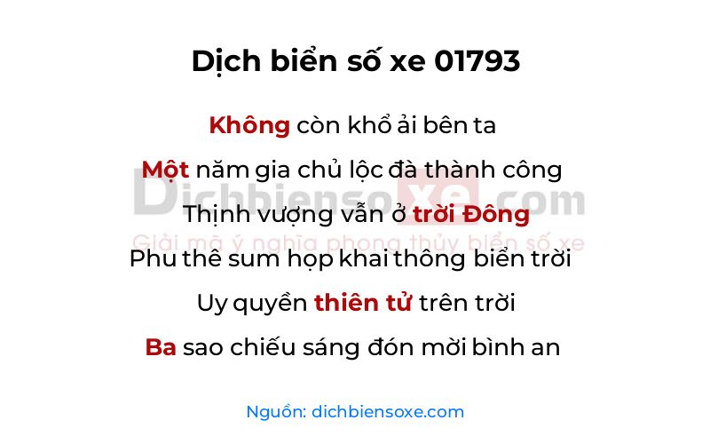 Dịch thơ biển số 01793
