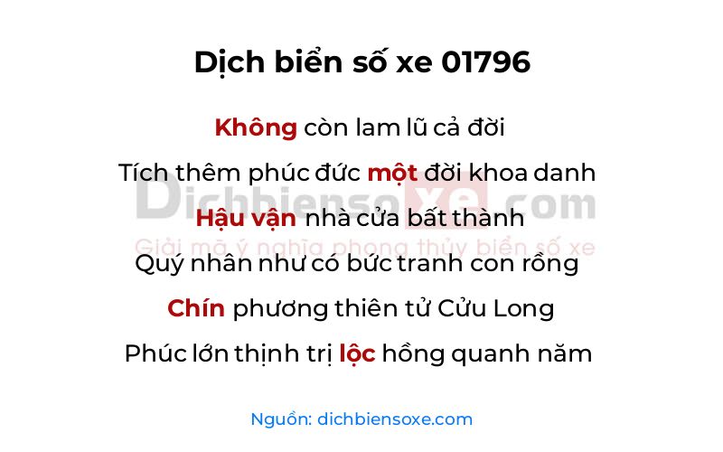 Dịch thơ biển số 01796