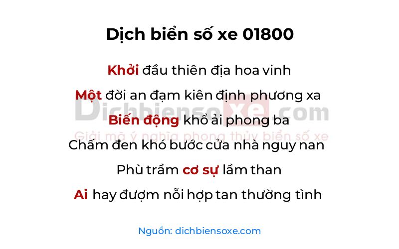 Dịch thơ biển số 01800