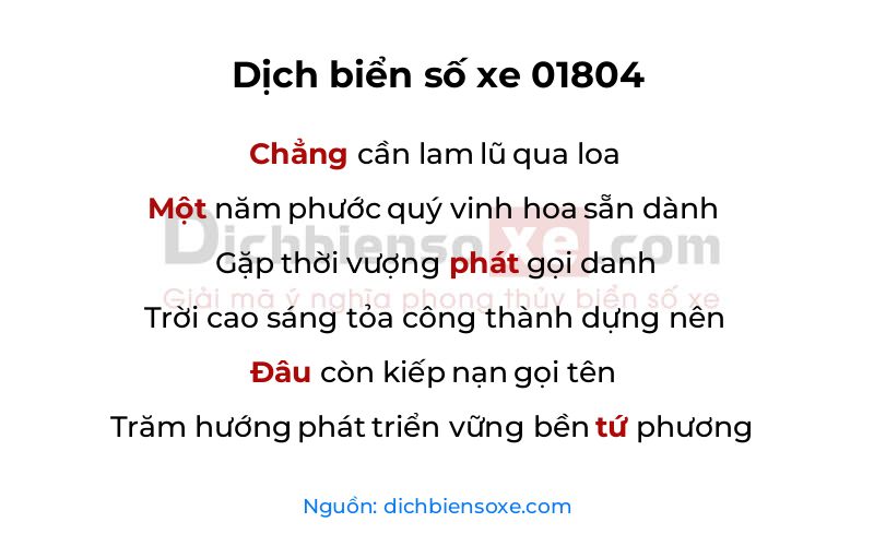 Dịch thơ biển số 01804