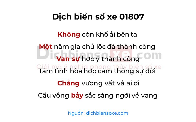 Dịch thơ biển số 01807