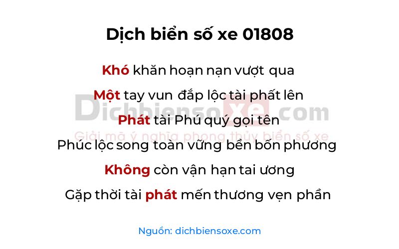 Dịch thơ biển số 01808