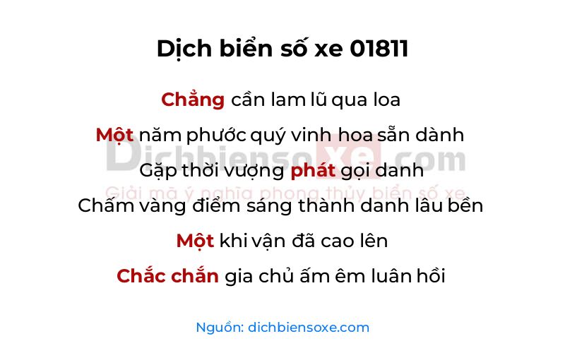 Dịch thơ biển số 01811