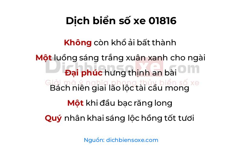 Dịch thơ biển số 01816