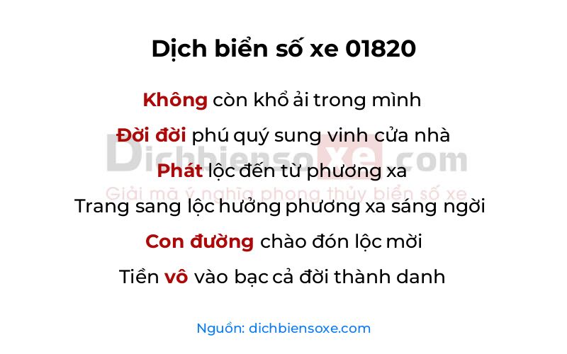 Dịch thơ biển số 01820