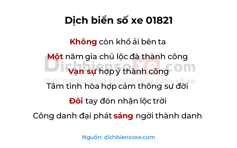 Dịch thơ biển số 01821