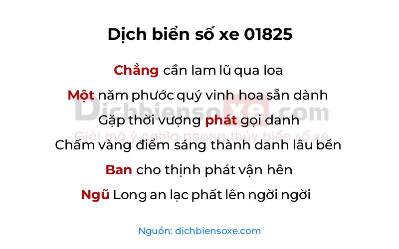Dịch thơ biển số 01825