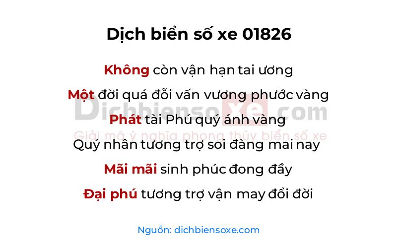 Dịch thơ biển số 01826