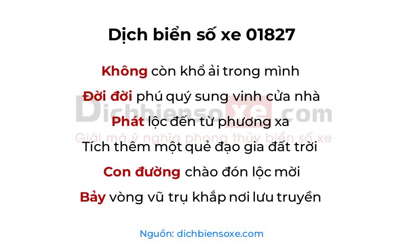 Dịch thơ biển số 01827