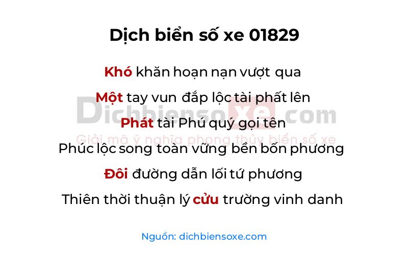 Dịch thơ biển số 01829