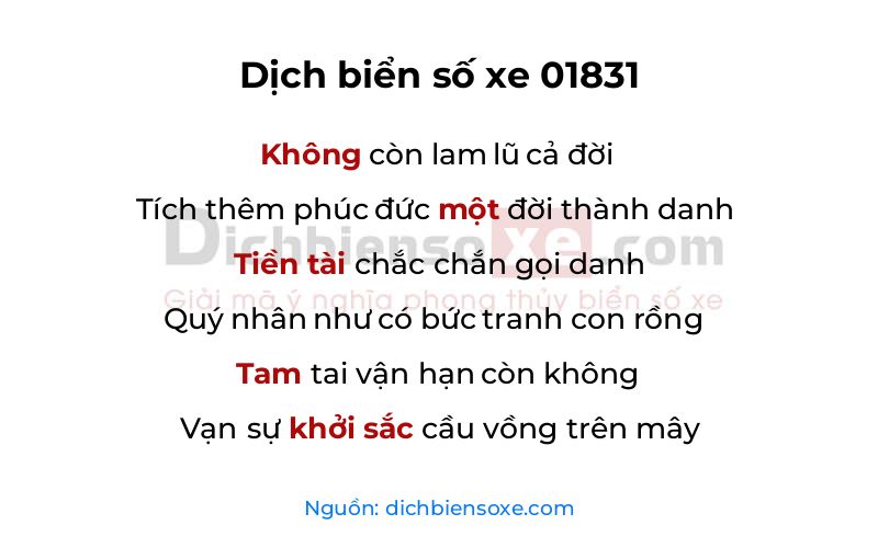 Dịch thơ biển số 01831