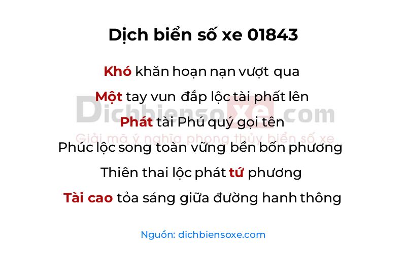 Dịch thơ biển số 01843