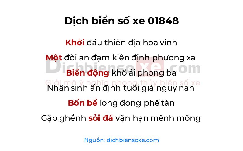 Dịch thơ biển số 01848