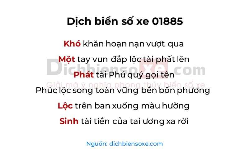 Dịch thơ biển số 01885