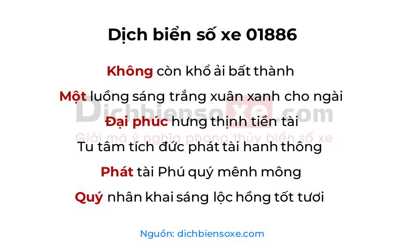 Dịch thơ biển số 01886