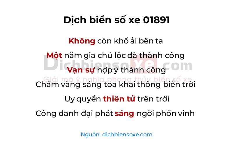 Dịch thơ biển số 01891