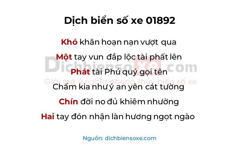 Dịch thơ biển số 01892