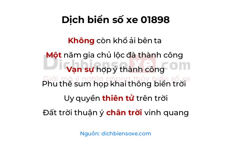 Dịch thơ biển số 01898