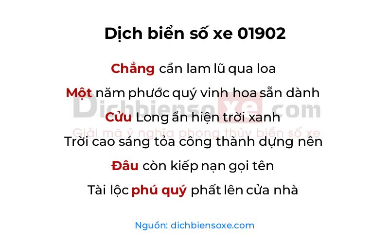 Dịch thơ biển số 01902