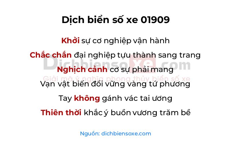 Dịch thơ biển số 01909