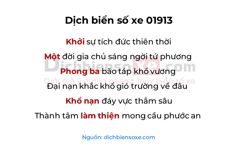 Dịch thơ biển số 01913