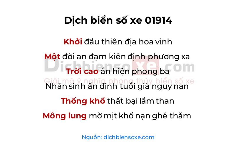 Dịch thơ biển số 01914