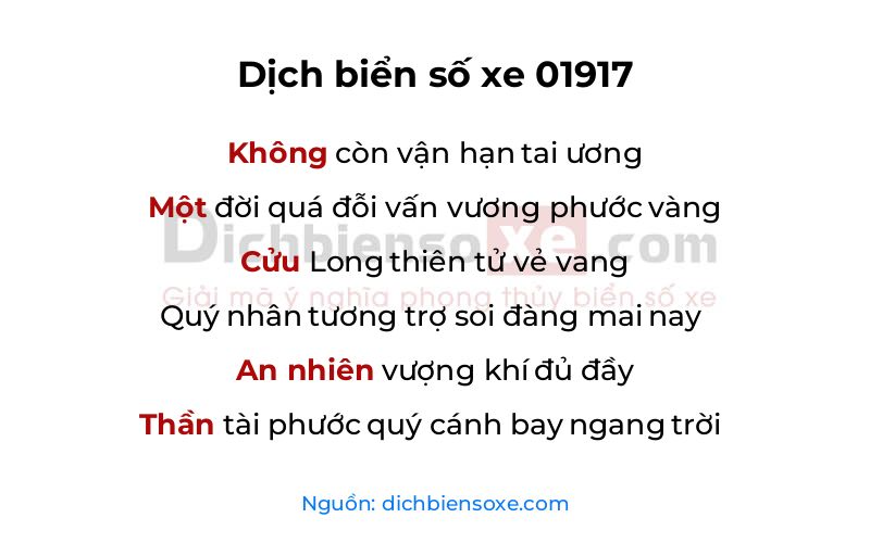 Dịch thơ biển số 01917