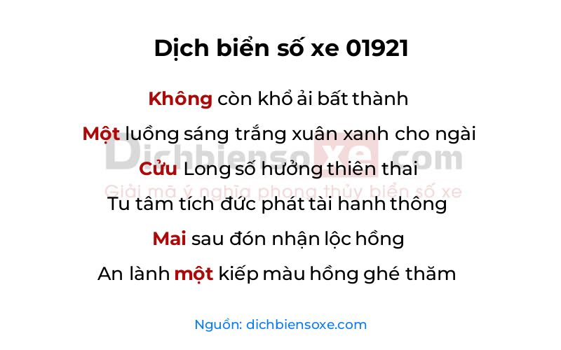 Dịch thơ biển số 01921