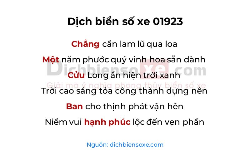 Dịch thơ biển số 01923