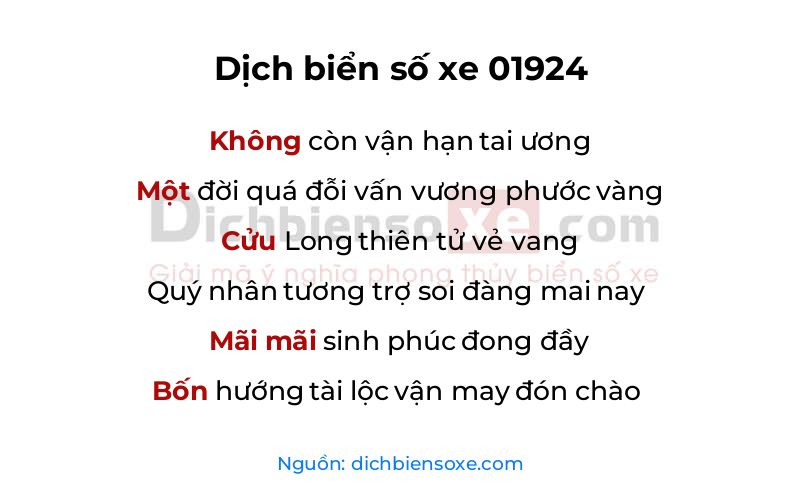 Dịch thơ biển số 01924