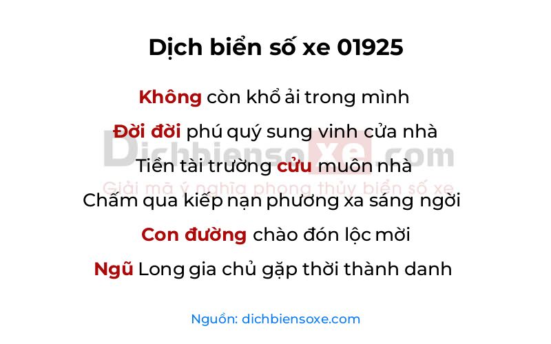 Dịch thơ biển số 01925