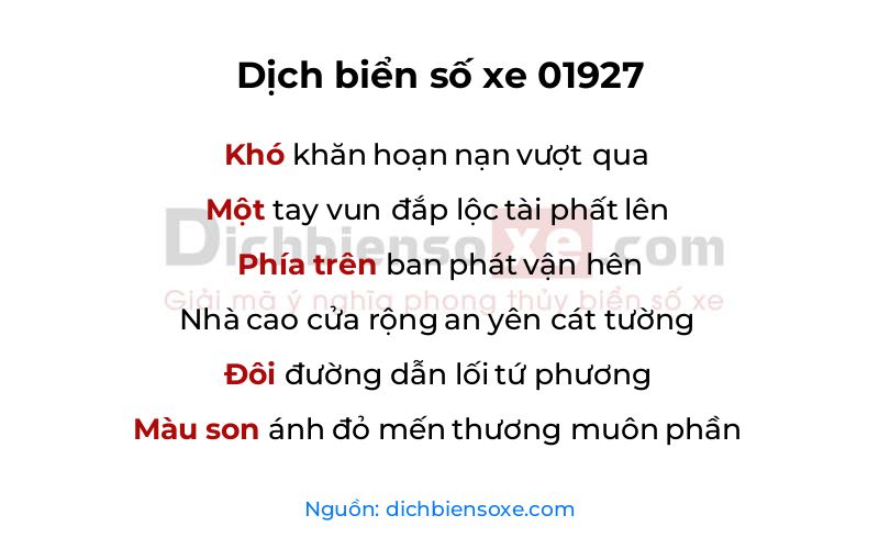 Dịch thơ biển số 01927