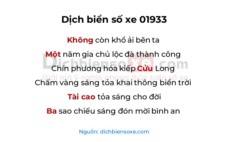 Dịch thơ biển số 01933