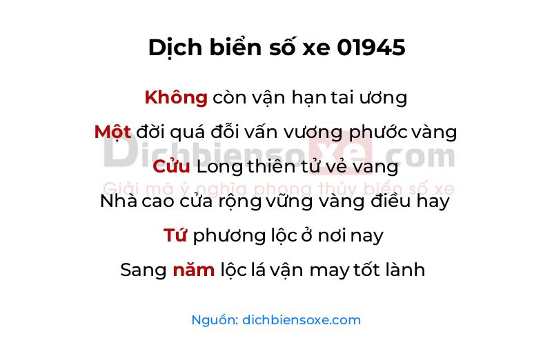 Dịch thơ biển số 01945