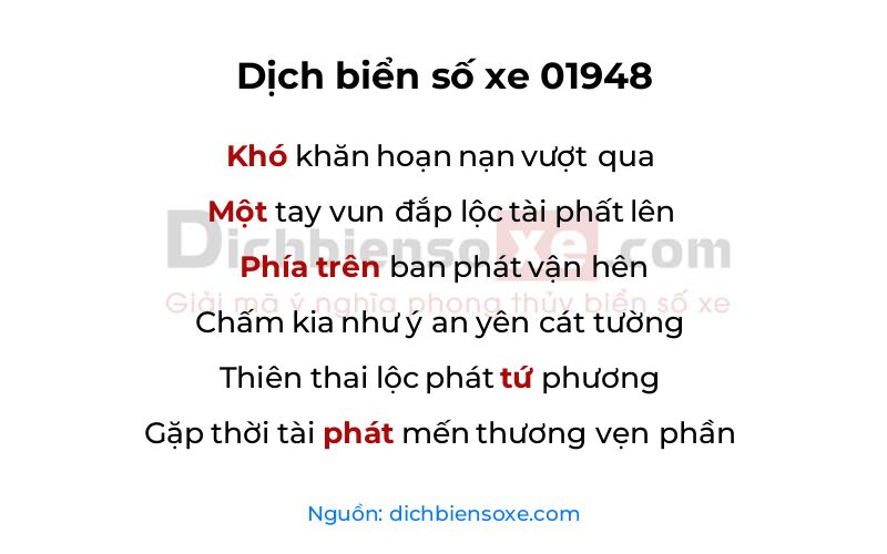 Dịch thơ biển số 01948