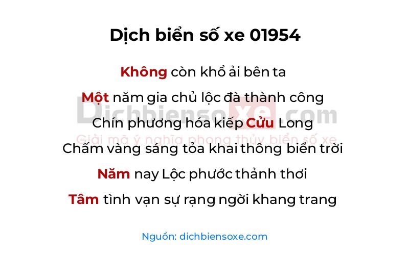 Dịch thơ biển số 01954