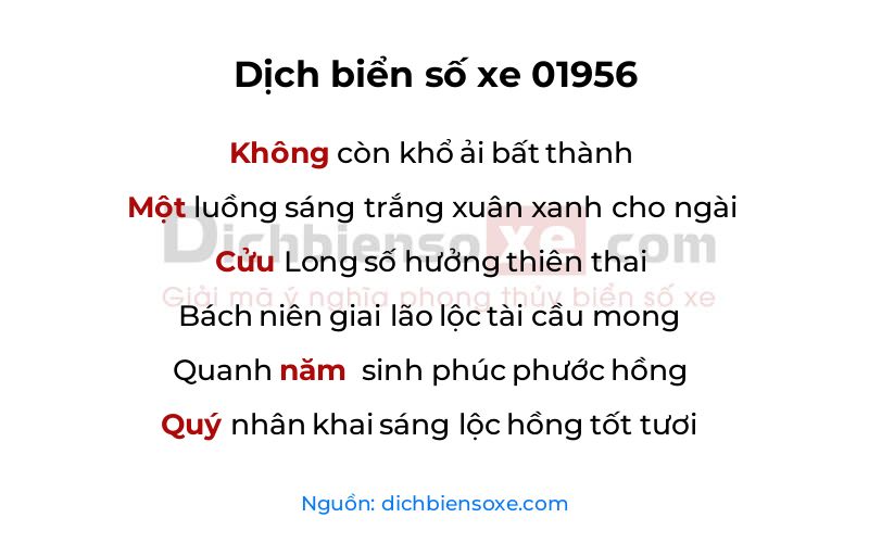 Dịch thơ biển số 01956