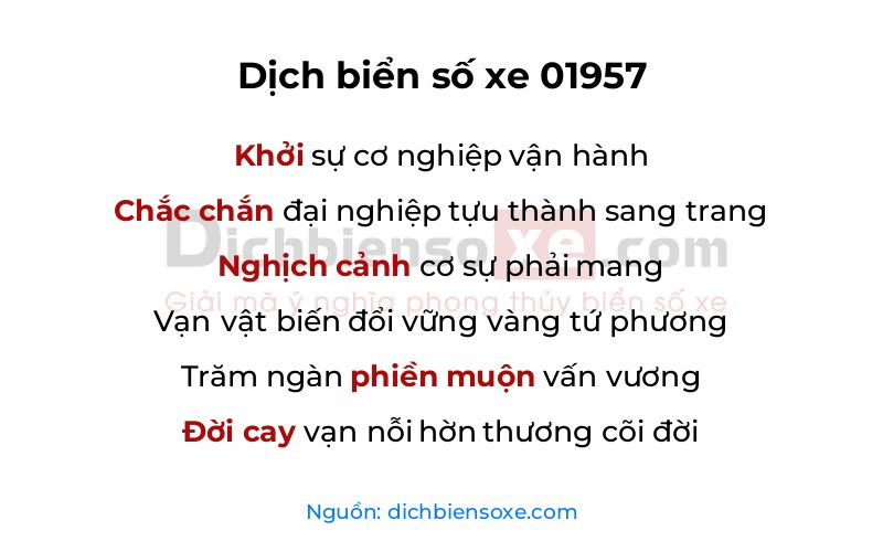 Dịch thơ biển số 01957