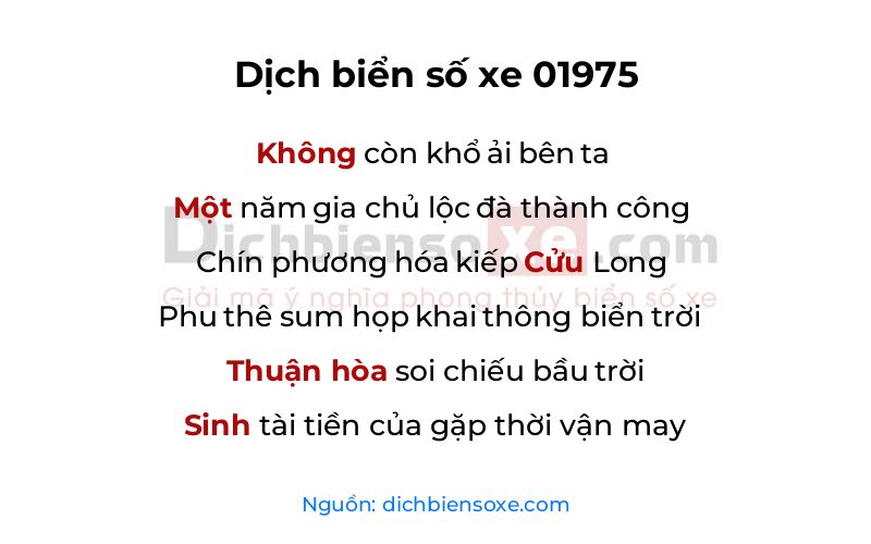 Dịch thơ biển số 01975