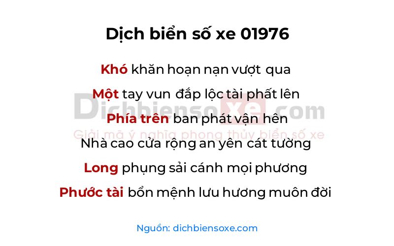 Dịch thơ biển số 01976