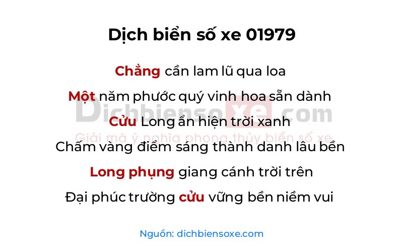 Dịch thơ biển số 01979