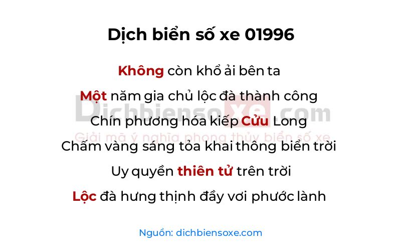 Dịch thơ biển số 01996