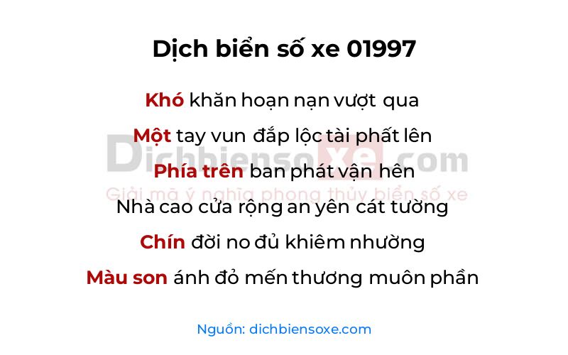 Dịch thơ biển số 01997