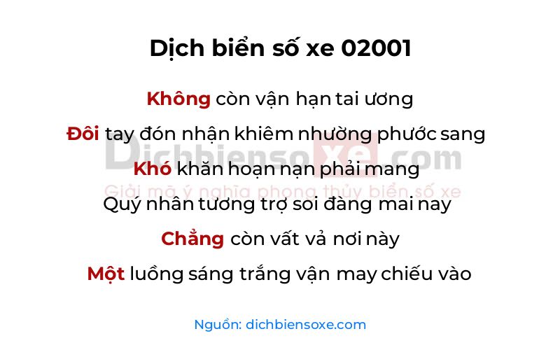 Dịch thơ biển số 02001