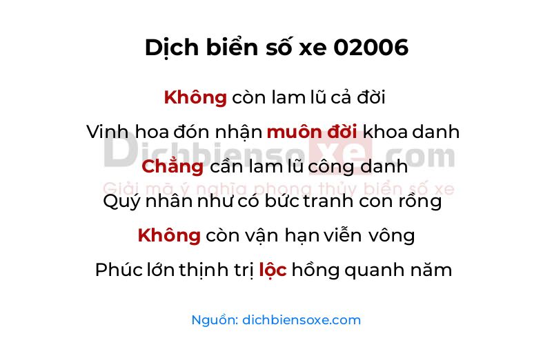 Dịch thơ biển số 02006