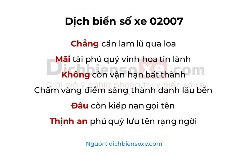 Dịch thơ biển số 02007