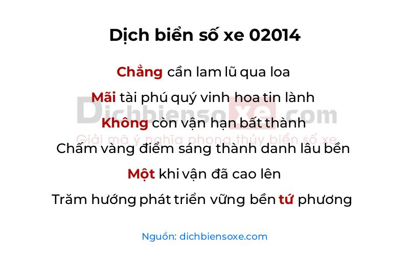 Dịch thơ biển số 02014