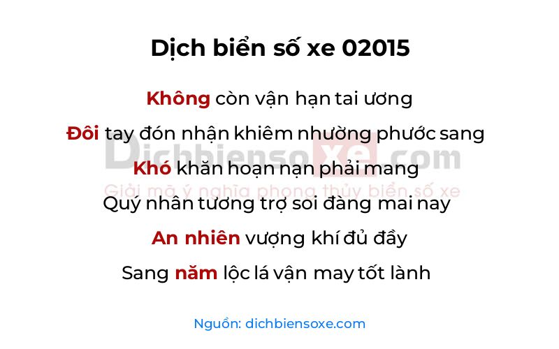 Dịch thơ biển số 02015