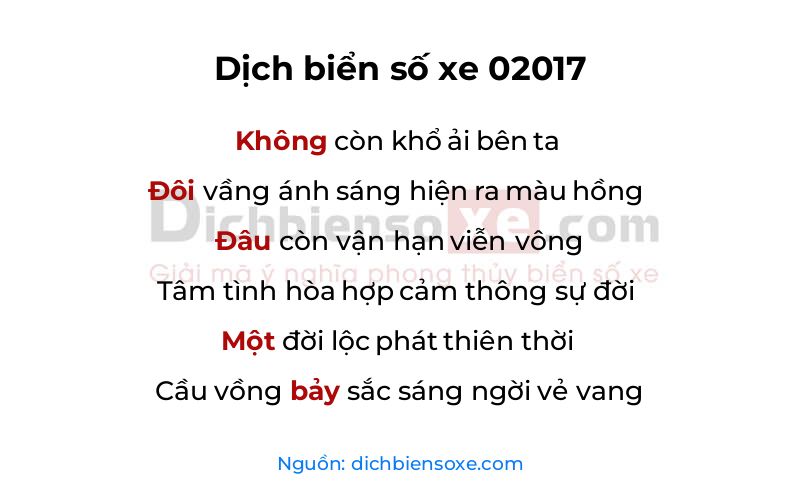 Dịch thơ biển số 02017